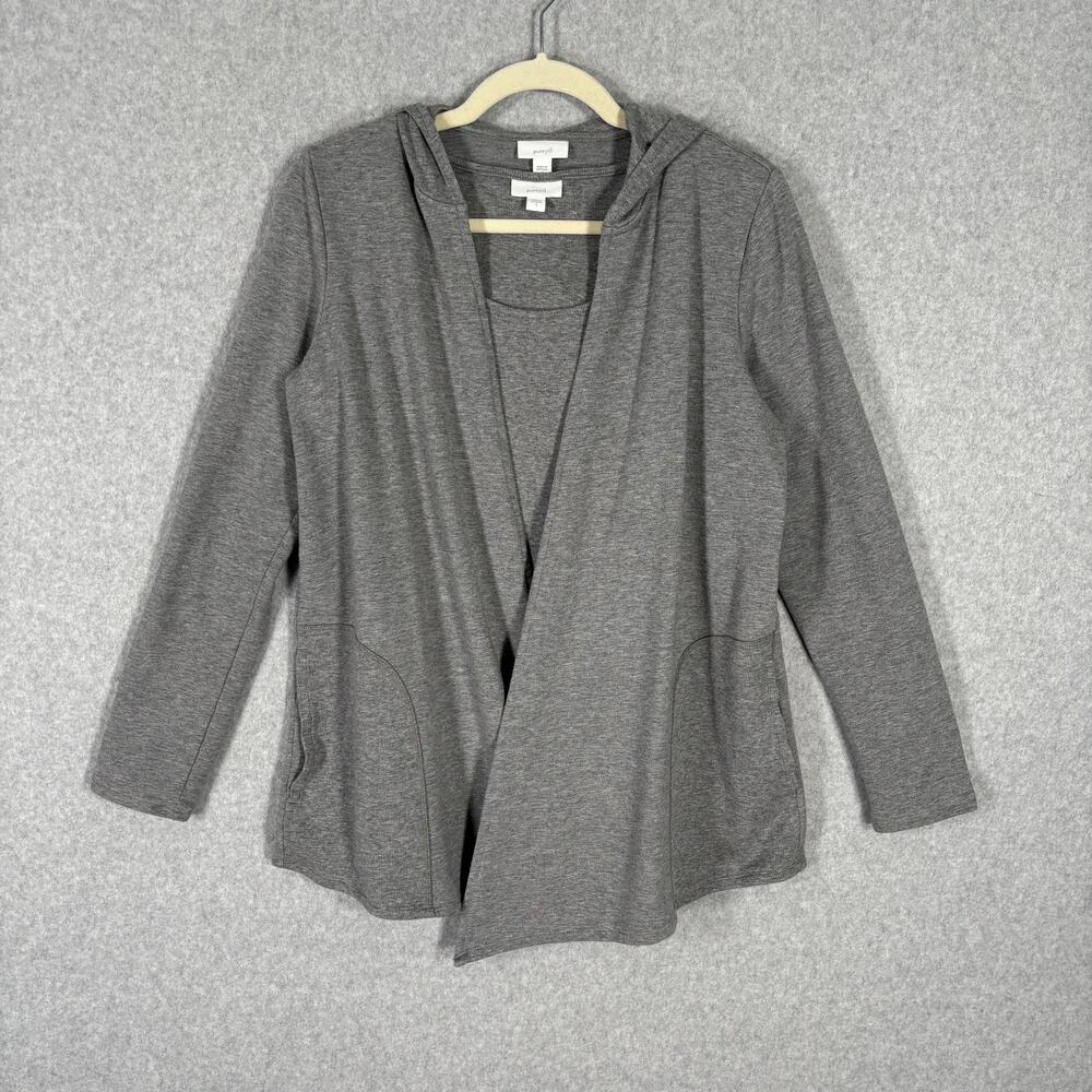 Pure J Jill Cardigan Sweatshirt Womens Small Gray Wrap Drape Pima Modal Tank Top